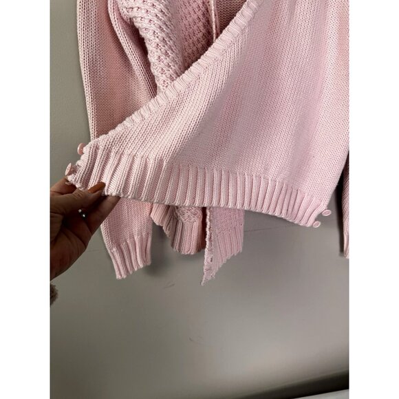 Talbots Women PL Baby Pink Cross Wrap Sweater Coquette Soft Girl Cottagecore Fit - Picture 11 of 12